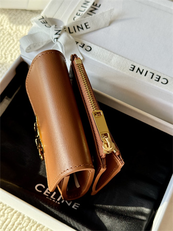 Celine COMPACT WALLET WITH COIN TRIOMPHE in Shiny calfskin