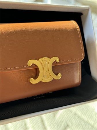 Celine COMPACT WALLET WITH COIN TRIOMPHE in Shiny calfskin