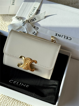Celine COMPACT WALLET WITH COIN TRIOMPHE in Shiny calfskin