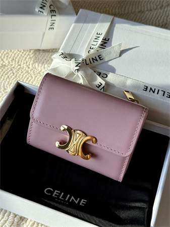Celine COMPACT WALLET WITH COIN TRIOMPHE in Shiny calfskin