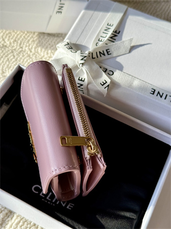 Celine COMPACT WALLET WITH COIN TRIOMPHE in Shiny calfskin