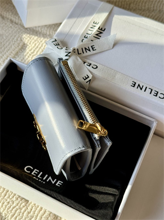 Celine COMPACT WALLET WITH COIN TRIOMPHE in Shiny calfskin