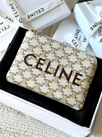 Celine Coin Purse With Printing In TRIOMPHE Canvas