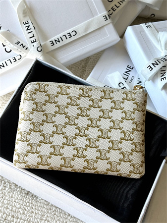 Celine Coin Purse With Printing In TRIOMPHE Canvas