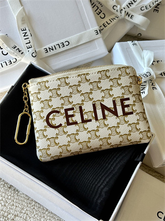 Celine Coin Purse With Printing In TRIOMPHE Canvas