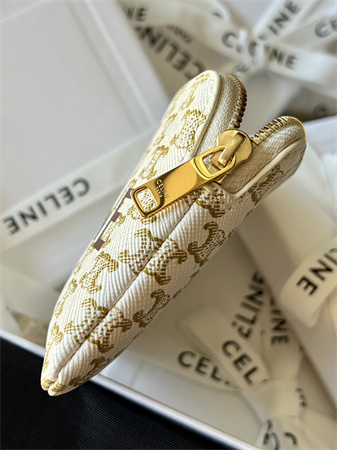 Celine Coin Purse With Printing In TRIOMPHE Canvas