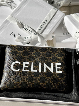 Celine Coin Purse With Printing In TRIOMPHE Canvas