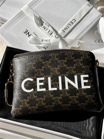 Celine Coin Purse With Printing In TRIOMPHE Canvas