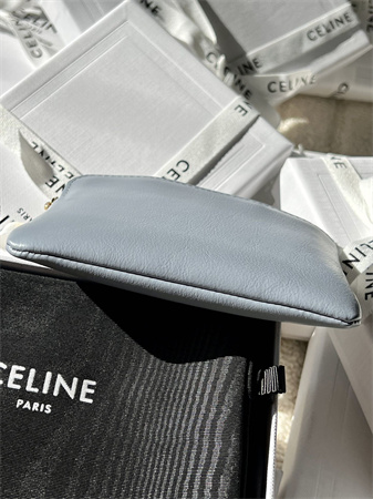 Celine Triomphe Coin Purse Smooth Calfskin Blue