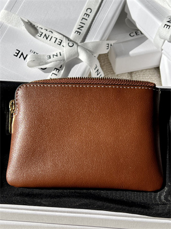 Celine Triomphe Coin Purse Smooth Calfskin Brown