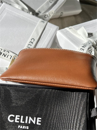 Celine Triomphe Coin Purse Smooth Calfskin Brown