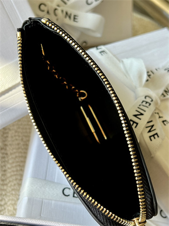 Celine Triomphe Coin Purse Smooth Calfskin Black