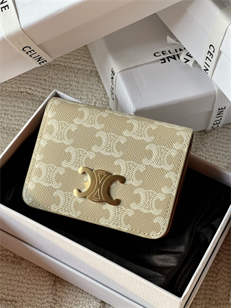 Celine TRIOMPHE COMPACT WALLET in TRIOMPHE Canvas