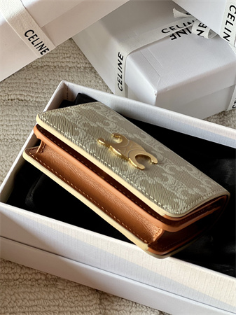 Celine TRIOMPHE COMPACT WALLET in TRIOMPHE Canvas