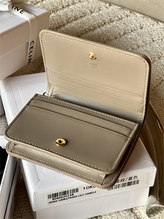 Celine TRIOMPHE COMPACT WALLET in Shiny calfskin Grey