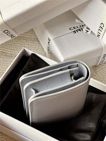 Celine TRIOMPHE COMPACT WALLET in Shiny calfskin Blue