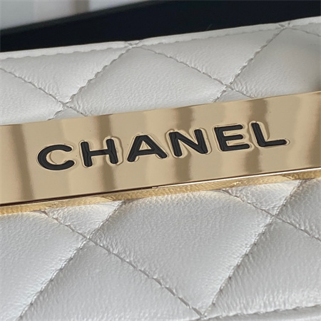 Chanel Trendy CC Vanity Case Lambskin Gold Tone Metal White AP1472