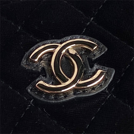 Chanel Clutch With Chain Woolen Fabric Gold Tone Metal Black AP3354