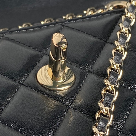 Chanel Clutch With Chain Lambskin Gold Tone Metal Black AP4184