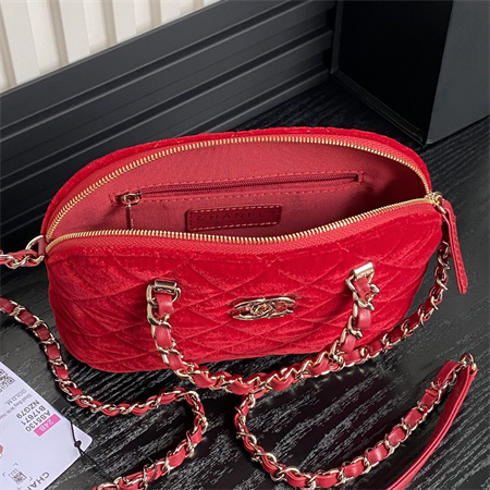 Chanel Small Tote Woolen Fabric Gold Tone Metal Red AS5130