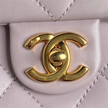 Chanel Flap Bag Lambskin Gold Tone Metal Purple AS5176
