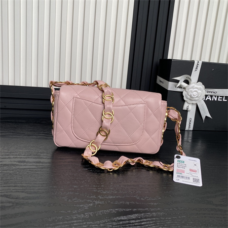 Chanel Flap Bag Lambskin Gold Tone Metal Pink AS5176