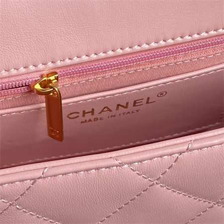 Chanel Flap Bag Lambskin Gold Tone Metal Pink AS5176