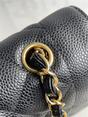 Chanel Vintage Flap Bag Grained Calfskin Gold Tone Metal Black A2221