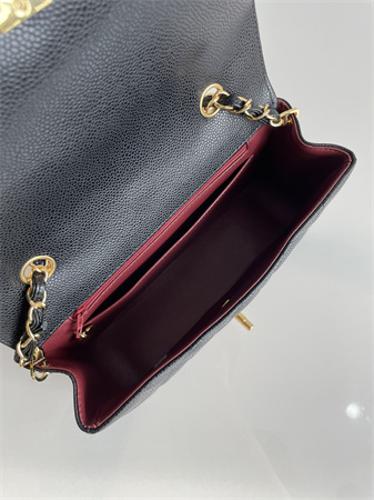 Chanel Vintage Flap Bag Grained Calfskin Gold Tone Metal Black A2221