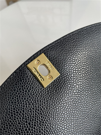 Chanel Vintage Flap Bag Grained Calfskin Gold Tone Metal Black A2221