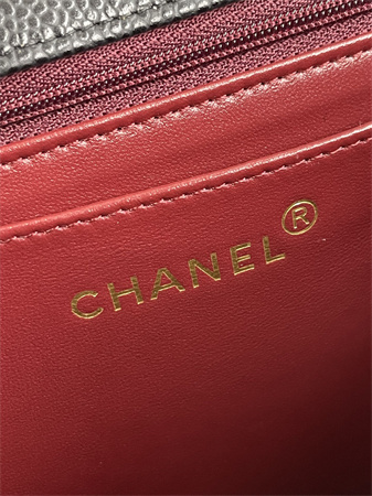 Chanel Vintage Classic Flap Bag Grained Calfskin Gold Tone Metal Black A2218