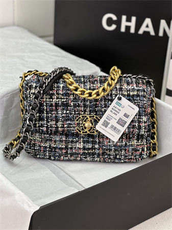 Chanel 19 Bag Tweed Gold Tone Multicolor AS1160