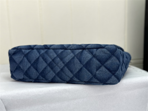 Large Chanel 19 Bag Denim Fabric Gold Tone AS1161