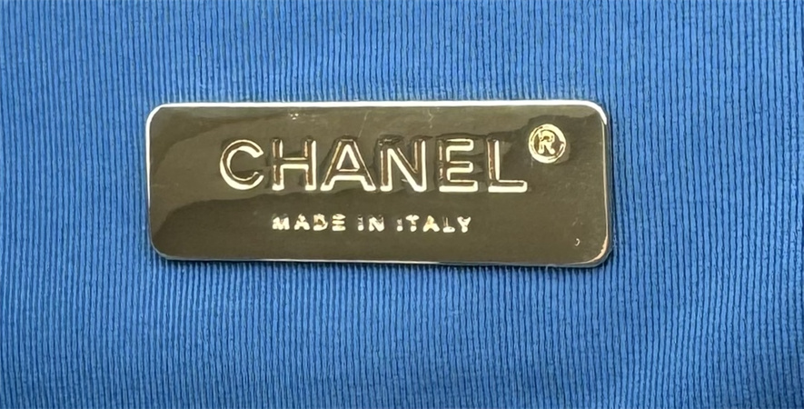 Large Chanel 19 Bag Denim Fabric Gold Tone AS1161