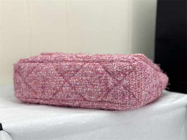 Large Chanel 19 Bag Tweed Gold Tone Multicolor AS1161