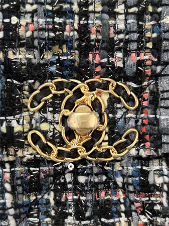 Large Chanel 19 Bag Tweed Gold Tone Multicolor AS1161