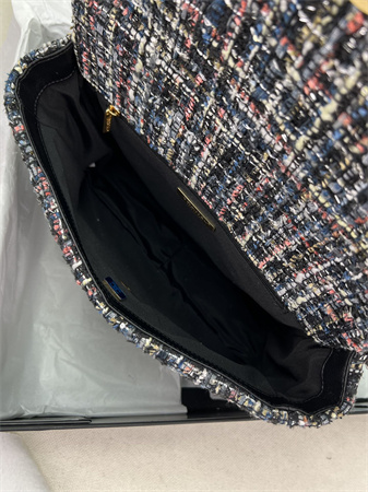 Large Chanel 19 Bag Tweed Gold Tone Multicolor AS1161