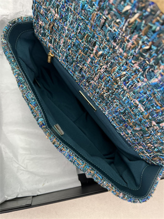 Large Chanel 19 Bag Tweed Gold Tone Multicolor AS1161