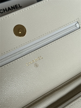 Chanel Wallet On Chain Grained Calfskin Gold Tone Metal White AP0250