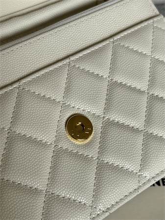 Chanel Wallet On Chain Grained Calfskin Gold Tone Metal White AP0250