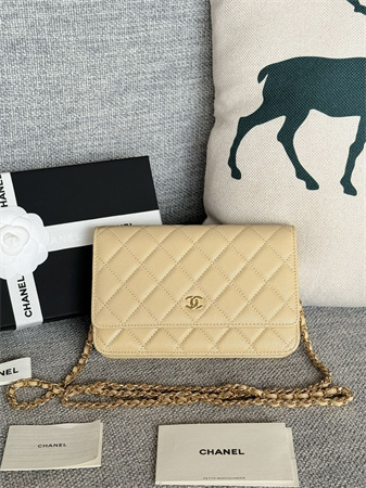 Chanel Wallet On Chain Grained Calfskin Gold Tone Metal Beige AP0250