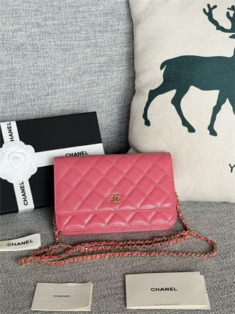 Chanel Wallet On Chain Grained Calfskin Gold Tone Metal Pink AP0250