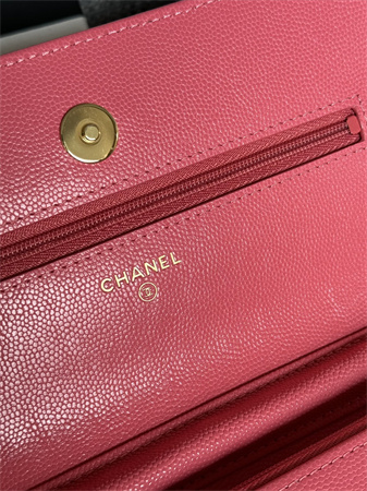 Chanel Wallet On Chain Grained Calfskin Gold Tone Metal Pink AP0250