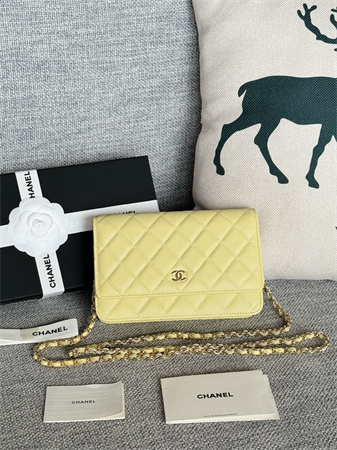 Chanel Wallet On Chain Grained Calfskin Gold Tone Metal Yellow AP0250