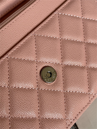 Chanel Wallet On Chain Grained Calfskin Silver Tone Metal Pink AP0250