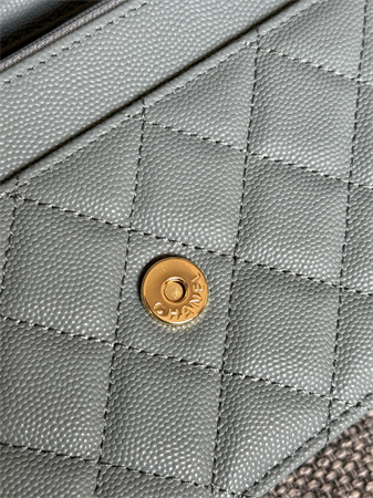 Chanel Wallet On Chain Grained Calfskin Gold Tone Metal Blue AP0250