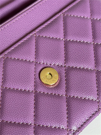 Chanel Wallet On Chain Grained Calfskin Gold Tone Metal Purple AP0250