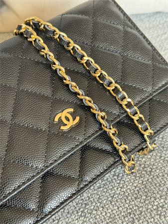 Chanel Wallet On Chain Grained Calfskin Gold Tone Metal Black AP0250