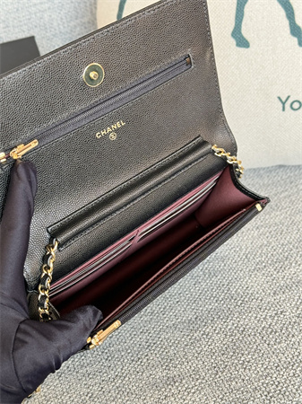 Chanel Wallet On Chain Grained Calfskin Gold Tone Metal Black AP0250