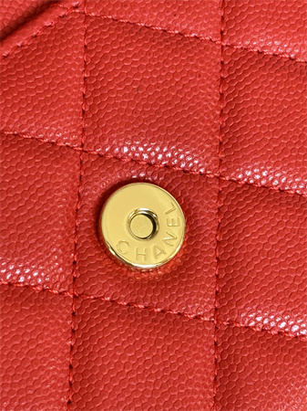 Chanel Wallet On Chain Grained Calfskin Gold Tone Metal Red AP0250